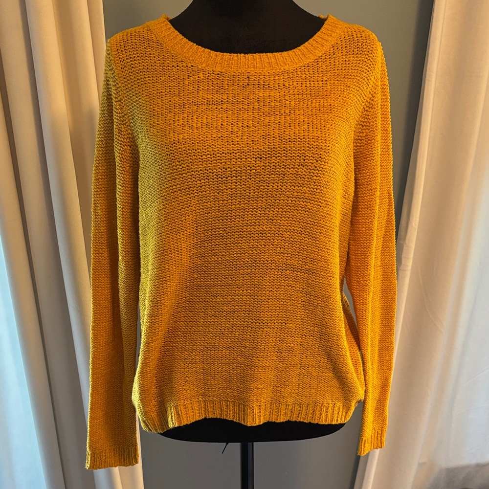 Only Women's Scoop Neck Sweater in Mustard
